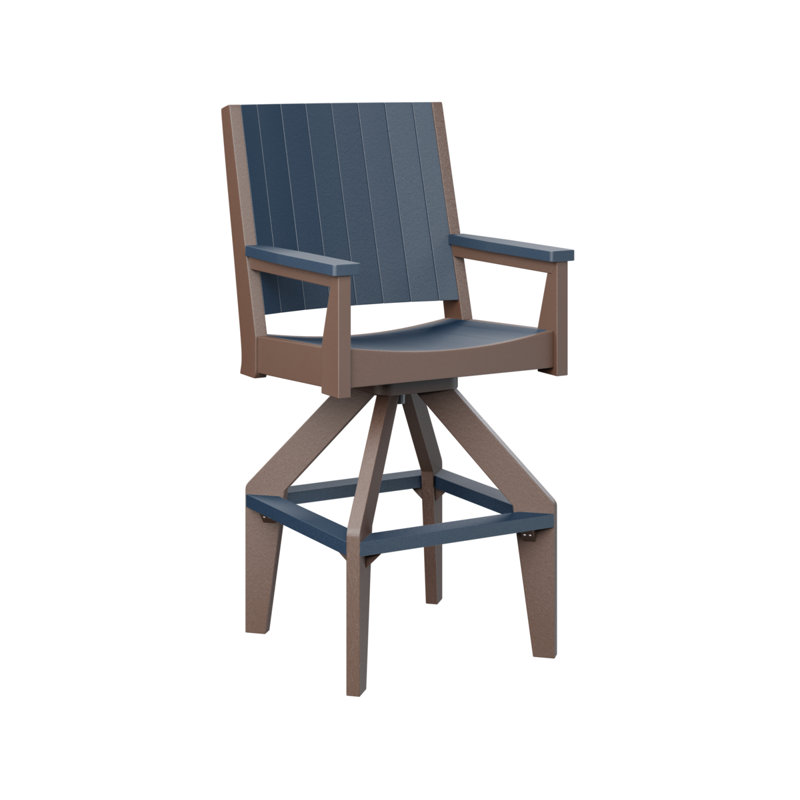 Mayhew Outdoor Bar Stool, Chocolate Brown, Navy Blue