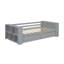 Lit de jour simple avec tablettes et tiroirs, gris