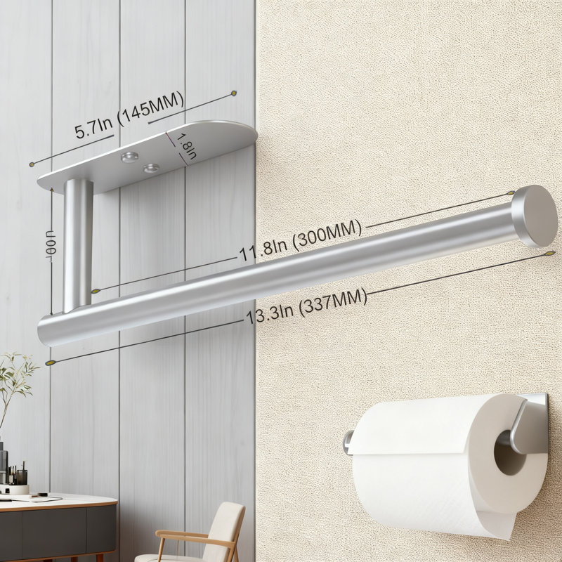 Porte-essuie-tout sous armoire avec adhésif et vis, distributeur de papier essuie-tout mural en acier inoxydable pour salle de bain et véhicule récréatif