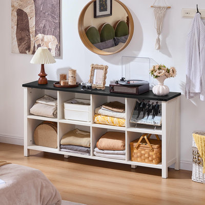 Farmhouse Wood Long Storage Organizer Bookcase