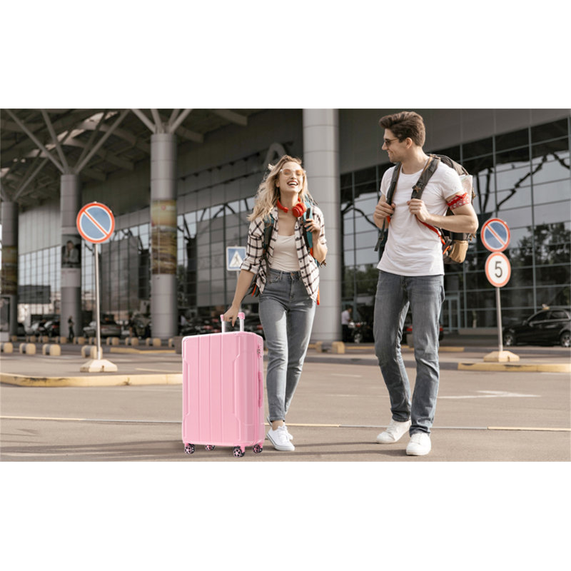 Valise rigide, valises en ABS léger et durable avec roues doubles, valise extensible 28 po à carreaux