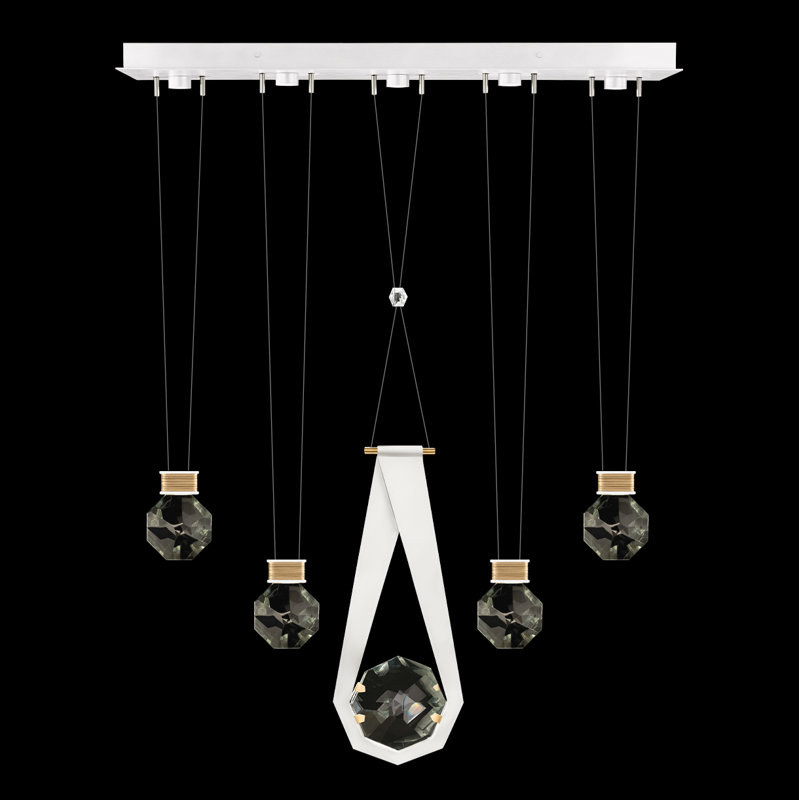 Luminaire suspendu linéaire l 43 po Aria, Blanc / doré