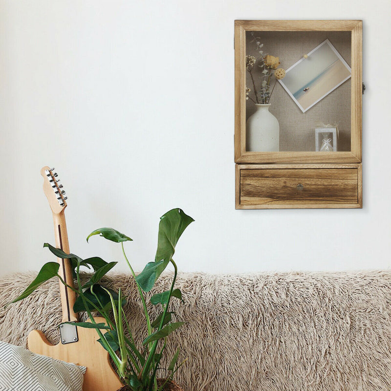 Ainagul Burlywood Wood Gilded Shadow Box Picture Frame with Mat