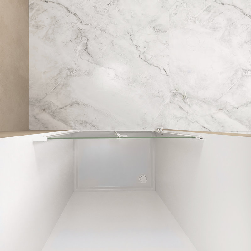 Porte de douche, porte de douche en verre trempé avec cadre en aluminium, film antidéflagrant