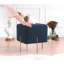 Repose-pieds élégant, bleu marine, 15,7 po x 16,5 po x 15,7 po | Tissu 50% coton / 50% lin, éponge orthopédique 2,0 po, pieds en fer revêtu de cuivre | Idéal pour un décor bohémien et un salon d'hôtel, confortable et chic-1460620923