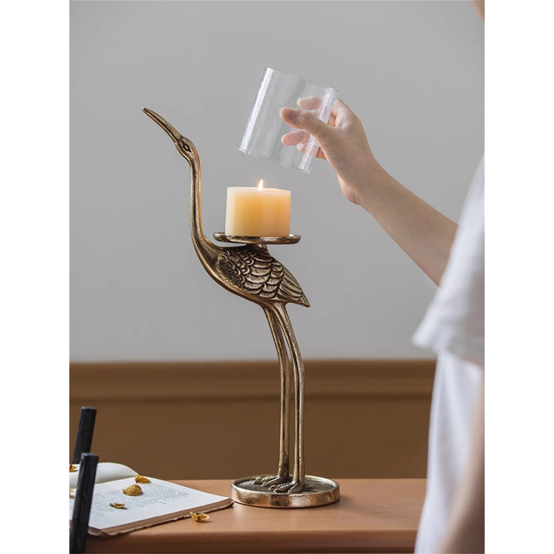 Metal Tabletop Candlestick, 13.98" H x 8.27" W x 5.12" D