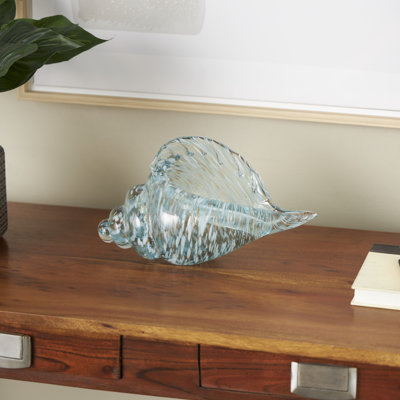 Sculpture coquille de verre Cole and Gray texturée avec des accents dorés et crème