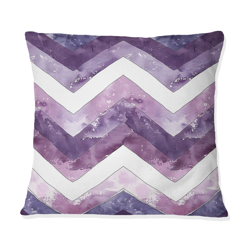 Coussin mauve Mid-Century Chevron Bliss III, H 16 po x l 16 po