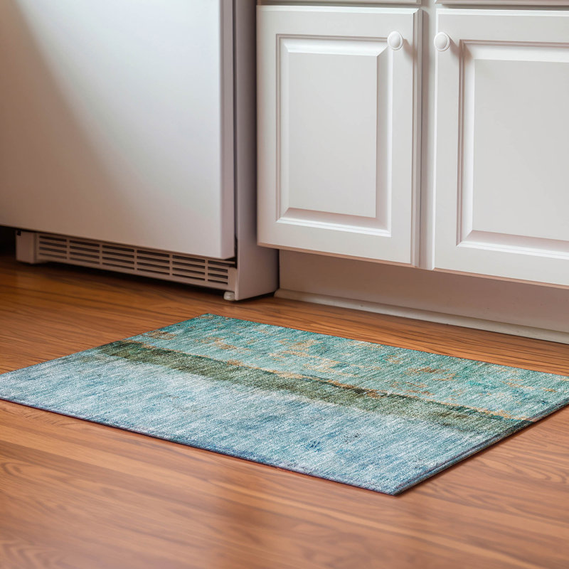 Premium Machine Washable Cerrito AMF605 Blue Rug, Rectangle 1'8" x 2'6"