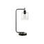 Éclairage, H 20 po, lampe de table, port USB inclus, métal noir, abat-jour, moderne