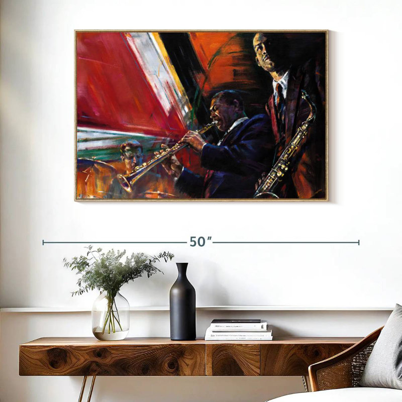 Red Hot, 40" X 27", Floating Frame Natural Wood