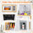 Play Kitchen For Age 3+ Kids, Wooden Chef Pretend Toy Kitchen Washing Machine, Realistic Stove Lights & Sounds, Complete Pretend Set for Preschoolers, Water Dispenser, Stove, Telephone, Range Hood, Oven, Sink(white&orange)-110439676