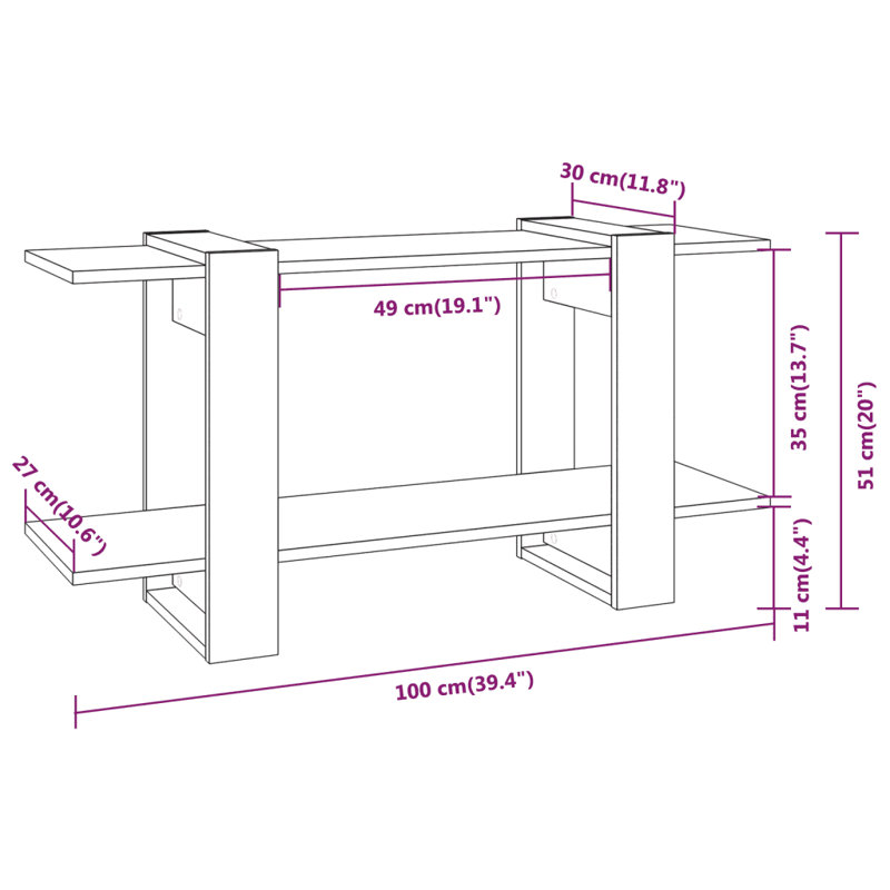 Gerilyn 51cm H Etagere Bookcase, 51cm H x 100cm W x 30cm D, High Gloss White
