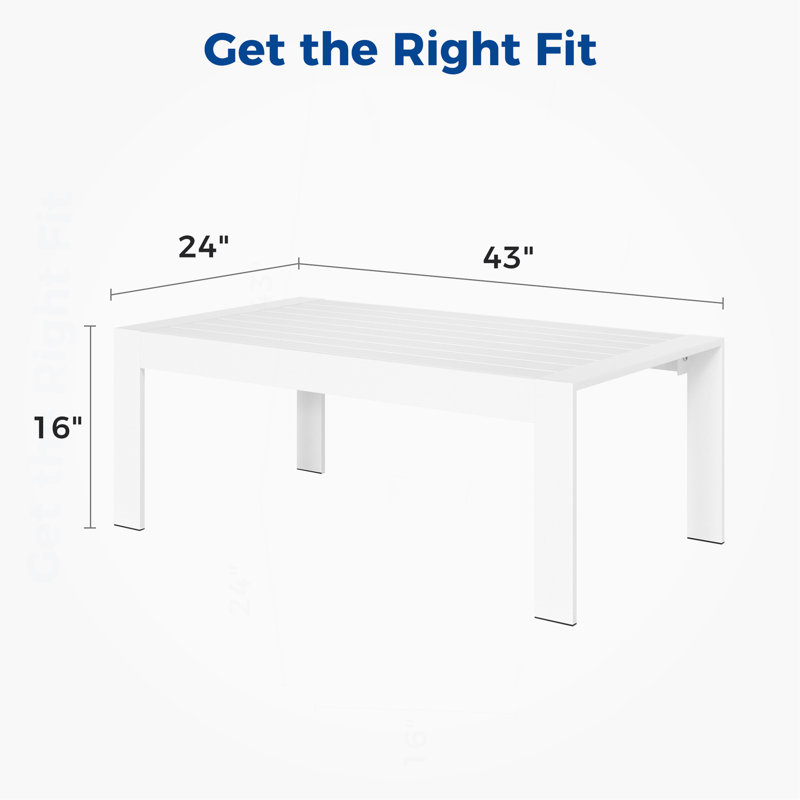 Table basse d'extérieur en aluminium toutes saisons, Blanc