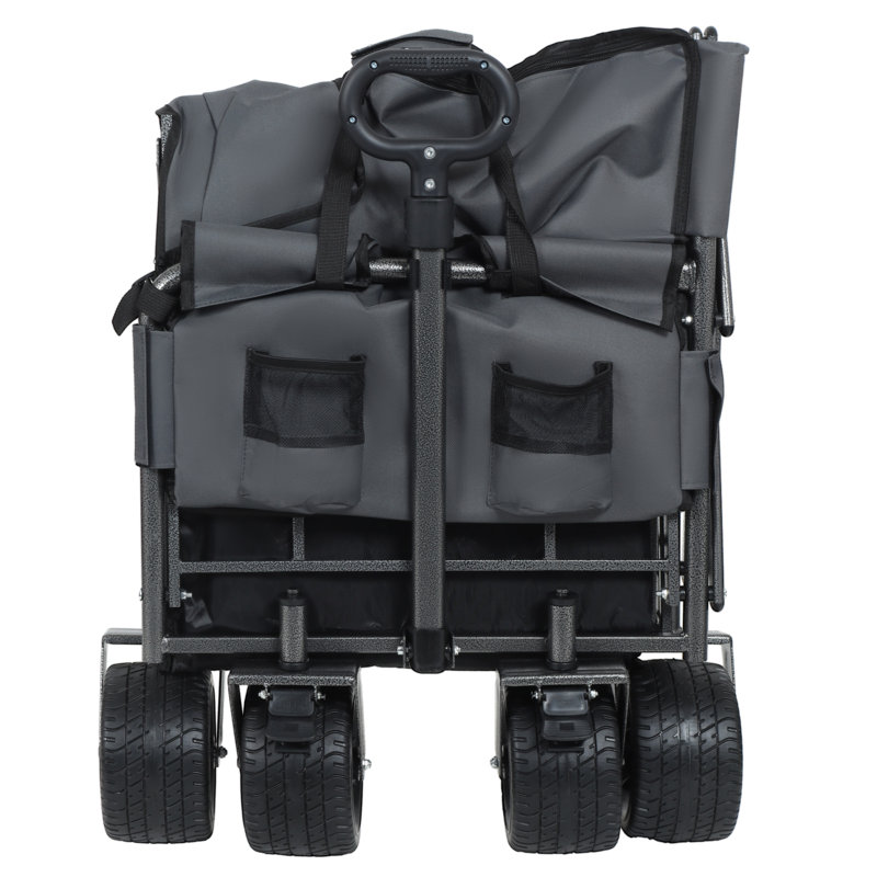 Chariot pliable multifonctionnel avec conversion de siège, chariot utilitaire robuste d'une capacité de 500 lb avec roues tout-terrain à 360 °
