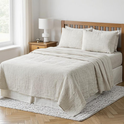 Light Grey Linen Full Double Flat Sheet
