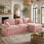 Canapé modulaire en L rose avec repose-pieds et jupes amovibles