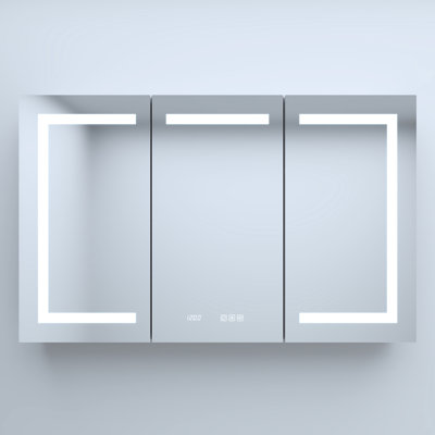 48 In. Wide 30 High Silver Aluminum Recessed/Surface Mount Medicine Cabinet With Adjustable Tempered Glass Shelves, Three Color Led, Charging Ports W X H Recessed - Definition Mirror, Integrated