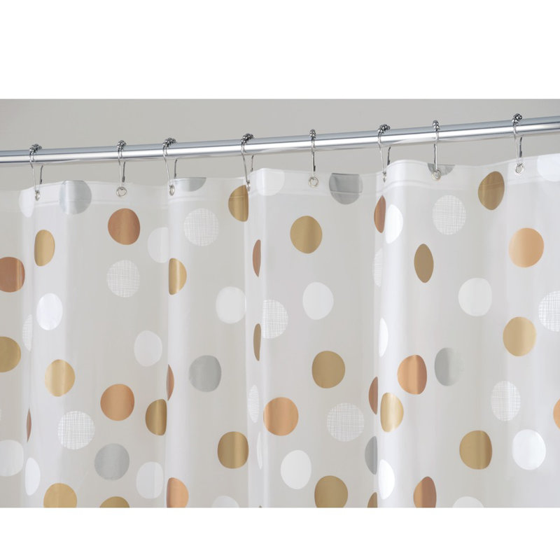 iDesign Gilly Dot PEVA Shower Curtain, Water Repellent - 72" x 72", Metallic
