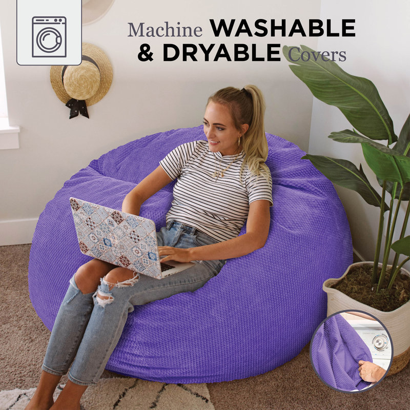 CordaRoy's Chenille Convertible Bean Bag Chair, Small (Full), Very Peri Purple Chenille