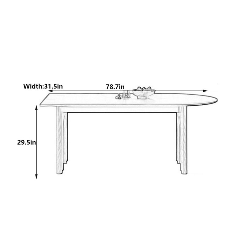 Table de salle à manger élégante avec plateau en marbre noir, H 29,5 po x L 78,7 po x l 31,5 po