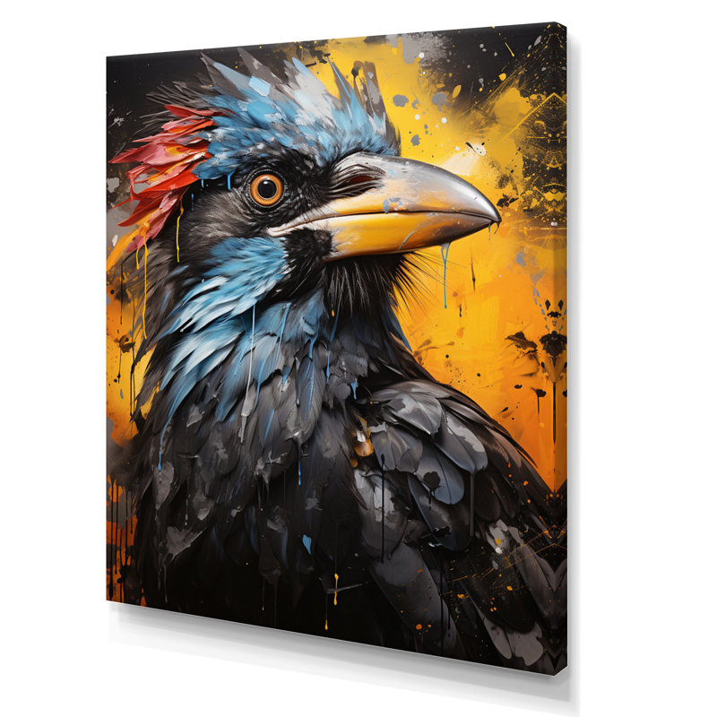 Corbeau Popart Royauté II - animaux, reproduction d'art mural, H 20 po x l 12 po x P 1 po, Toile tendue