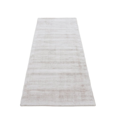 Ava Handmade Viscose Silky Solid Soft Cream Rug