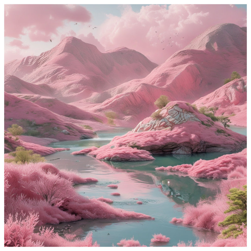 Tapis de bain Pink Mountain Landscape, L 24 po x L 17 po