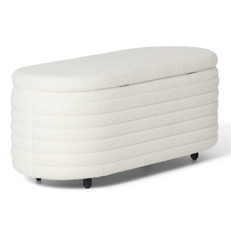 Bayville 42" Wide Sherpa Storage Bench, 18.1" H x 42.5" W x 17" D, Cream
