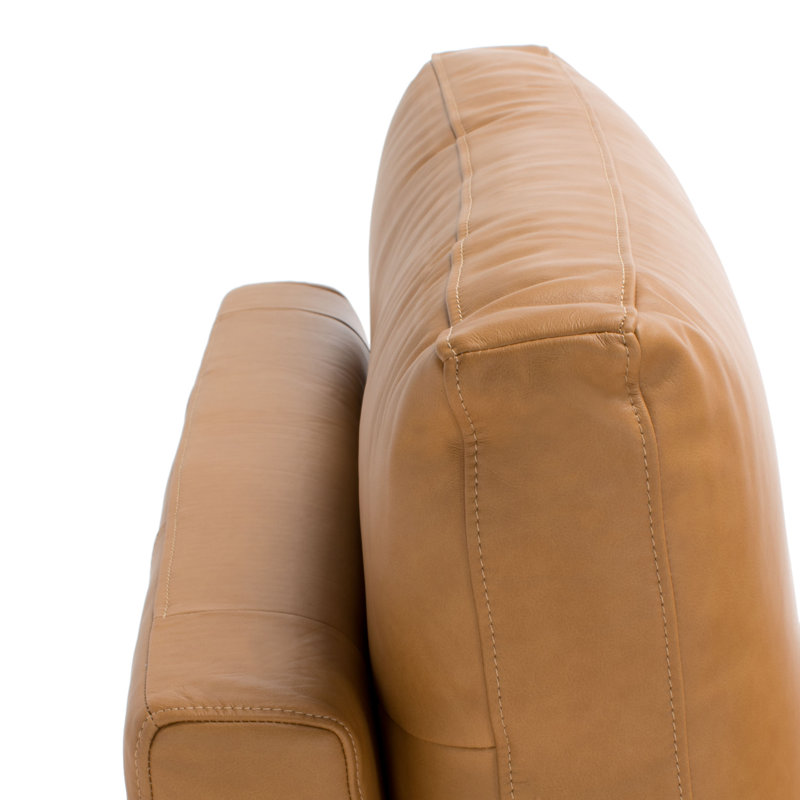 Canapé en cuir véritable 83 po, Cuir véritable brun clair