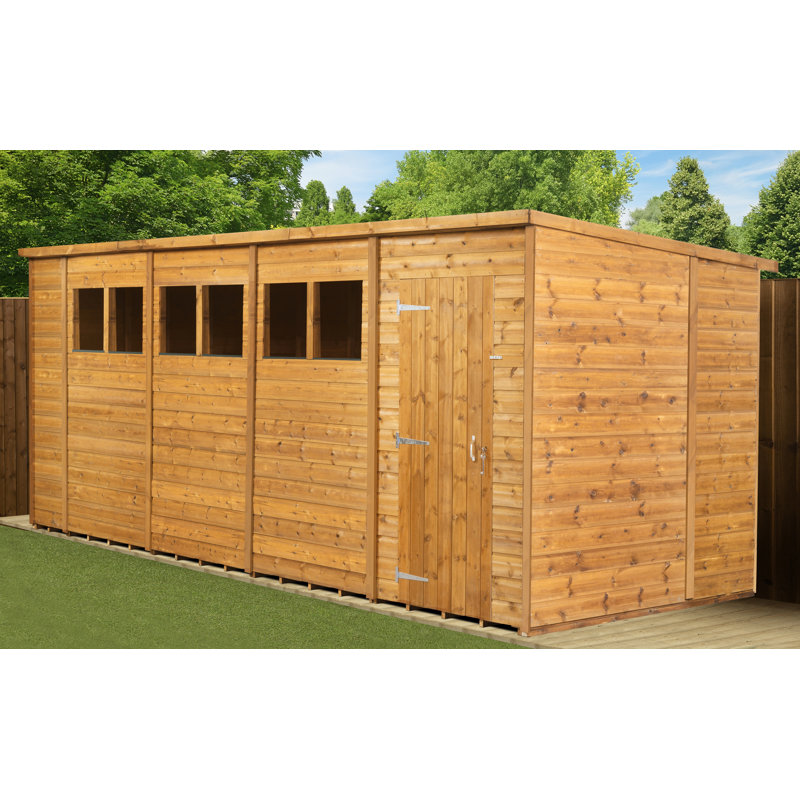 Modular Pent Garden Shed  18X6 With Windows