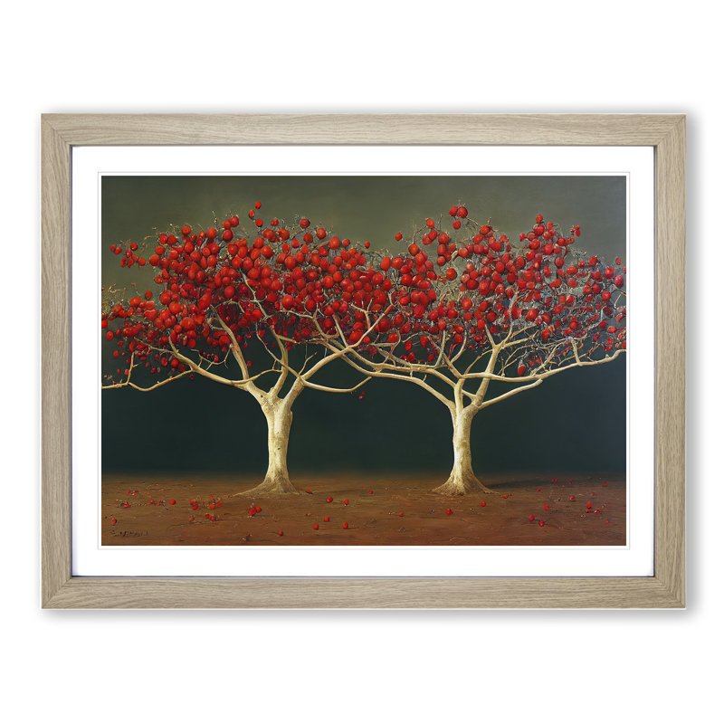 Beauteous Apple Trees - Single Picture Frame Print, 25cm H x 34cm W x 2cm D, Oak