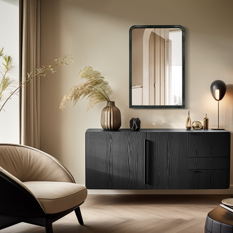 Miroir de salle de bain Ancell, 30 po x 20 po, Noir