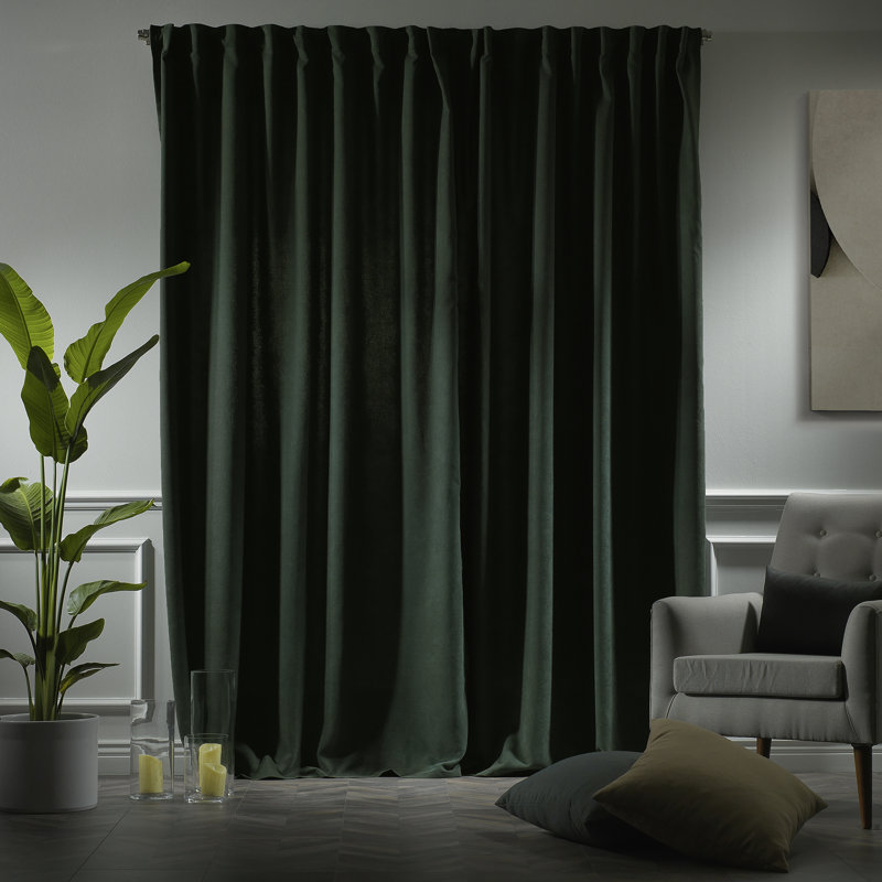 Solid Room Room Darkening Tab top Curtain Panels, 52" W x 72" L, Dark Green