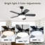42 Inch Black Ceiling Fan With 22W LED Light And Remote Control MDF Blades Reversible DC Motor-126322364