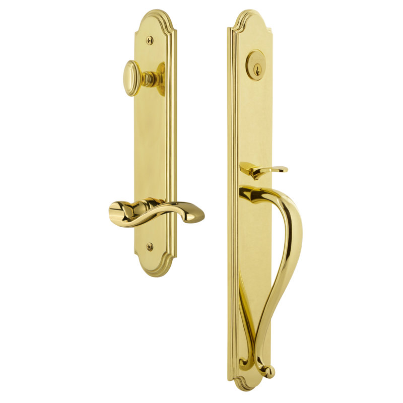 Complete Inactive Arc Dummy Handleset with Portofino Lever and Rosette, Lifetime Brass, Right