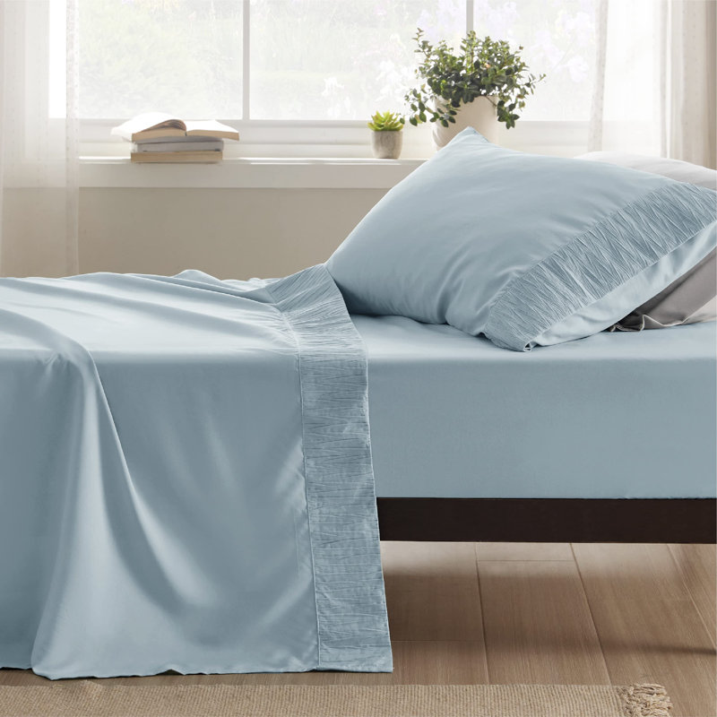 Ensemble de draps en microfibre de polyester pour literie Hotel Luxury, Bleu ciel