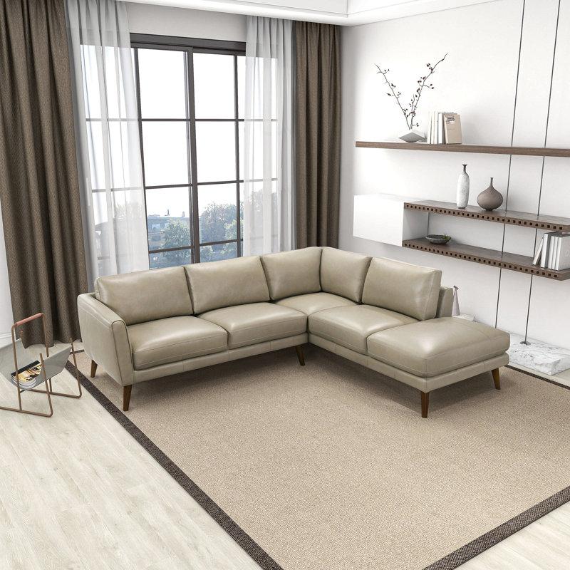 Canapé modulaire en cuir Benson, Cuir beige