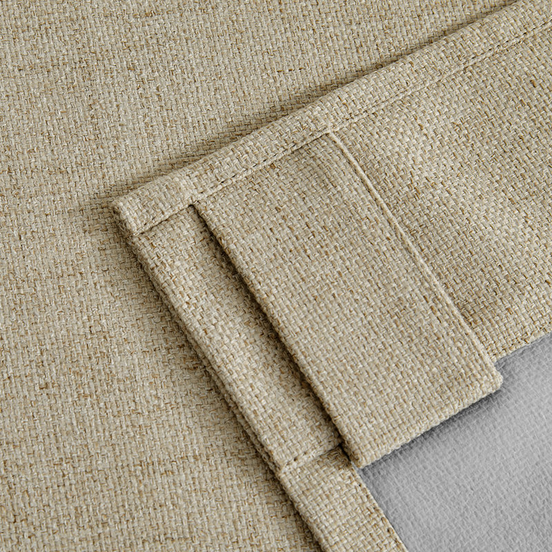 4 Pcs 100% Polyester Burlap Blackout Curtains For Bedroom Back Tab Curtains 4 Panels Set, 52" W x 84" L, Oatmeal