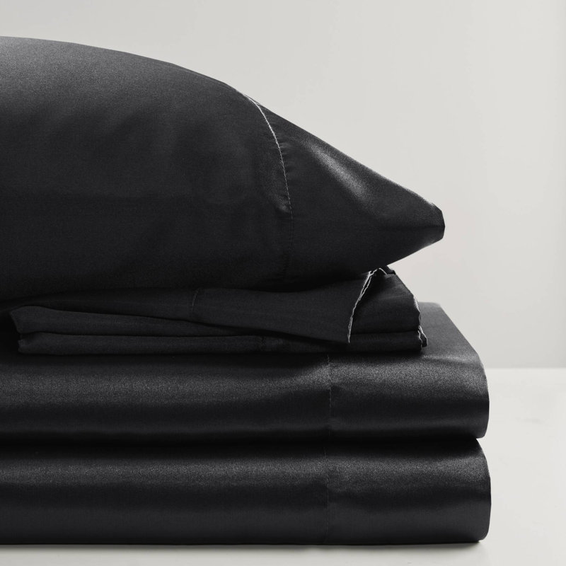 Ensemble de draps 7 pièces, Ensemble de literie pour très grand lit divisé, Noir