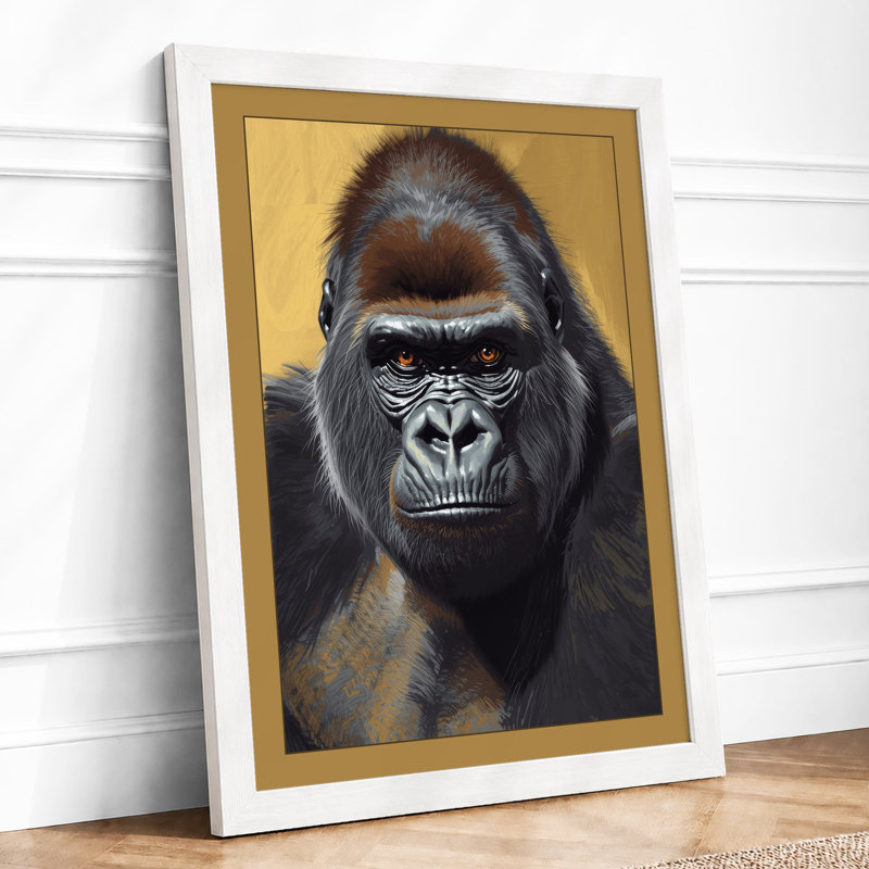 Gorilla Contemplation Modern - Framed Print, A4 - 29.7 x 21.0 cm, White