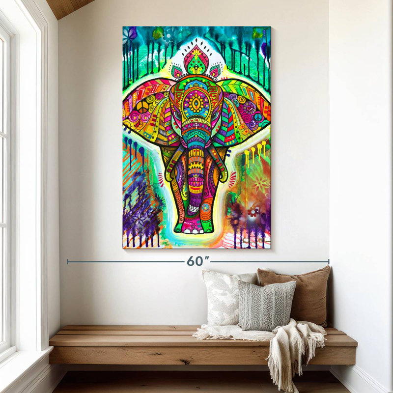 Brampt Rainbow Elephant II, 51" H x 34" W