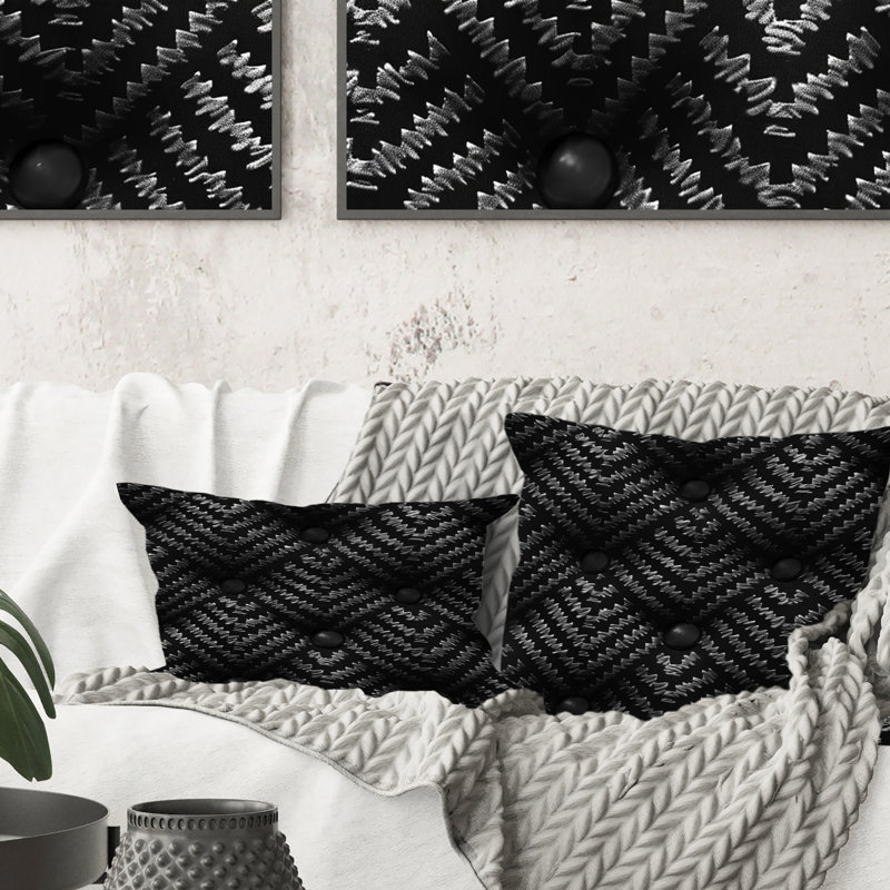 Coussin Black Houndstooth I - Mid-Century, H 18 po x l 18 po