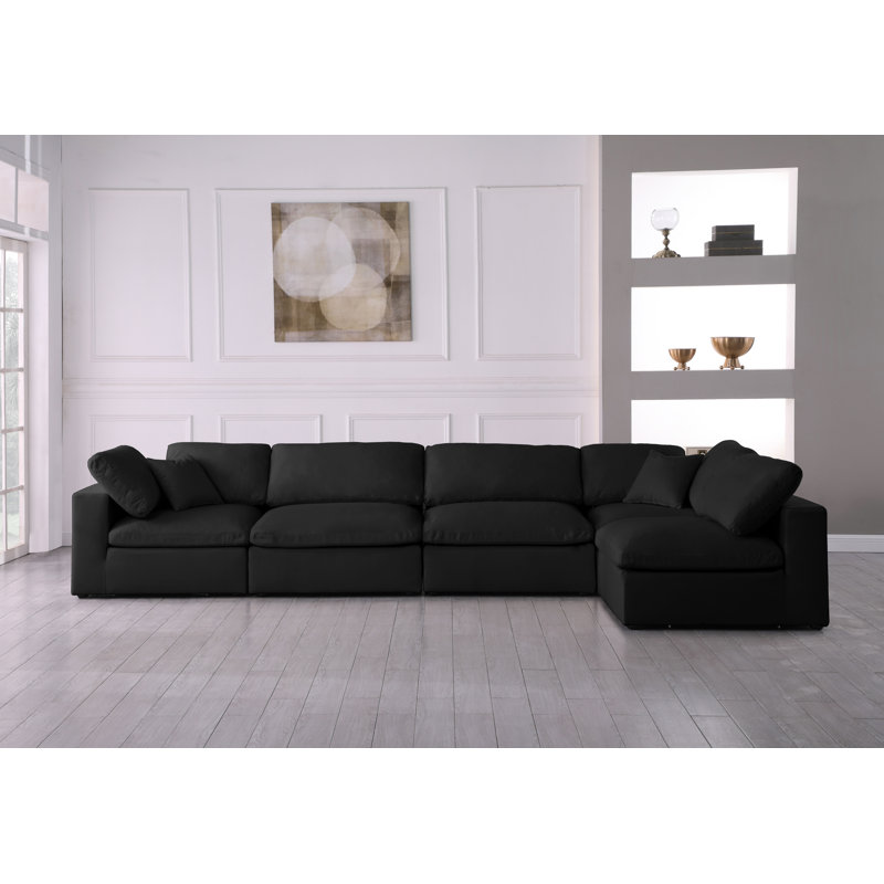 Canapé modulaire Burrows, Tissu texturé en lin noir