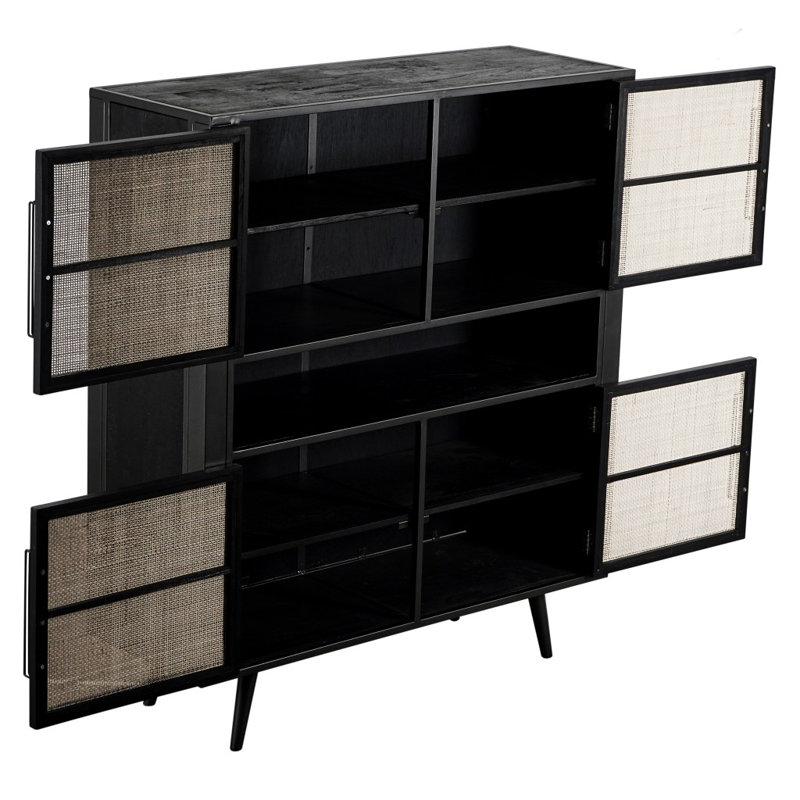 Accent Cabinet,  Black Rattan