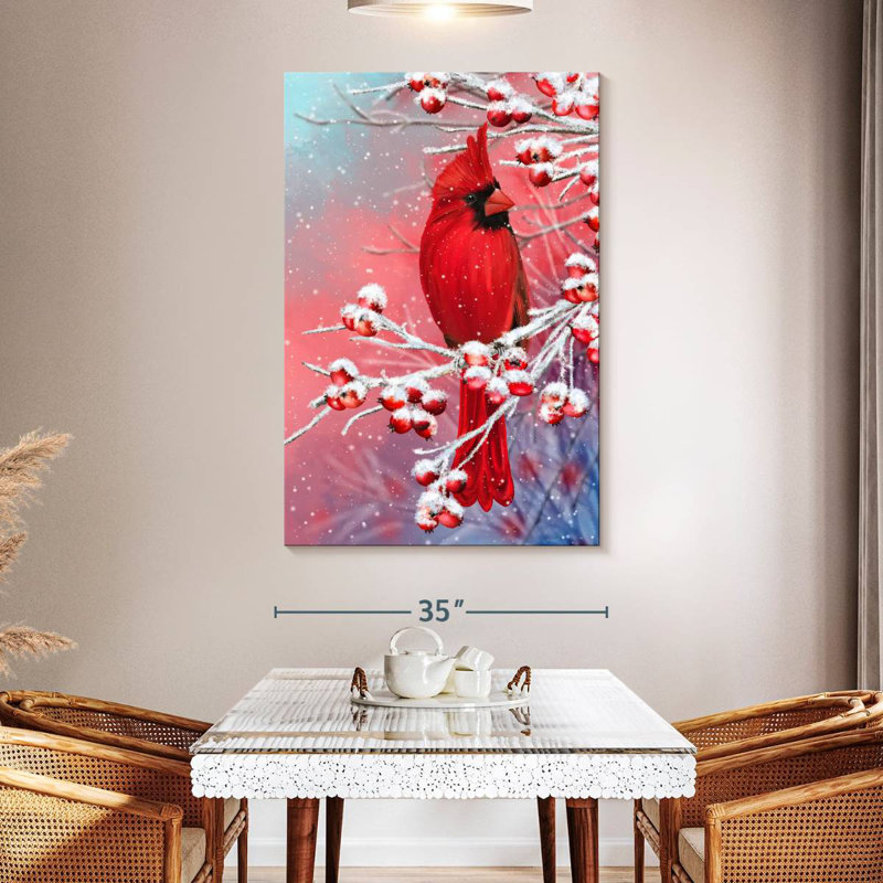 Brampt Winter Red Cardinal, 51" H x 34" W