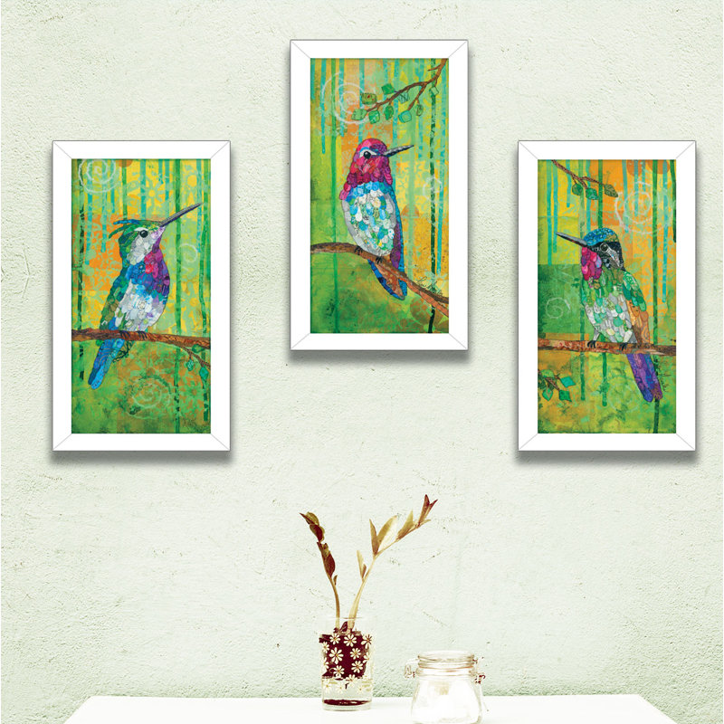 Trois colibris trois pièces d'art mural encadré pour salon