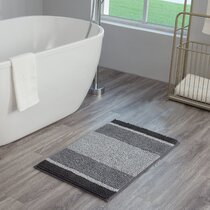 17x24 Velveteen Grid Memory Foam Bath Rug Dark Gray - Room