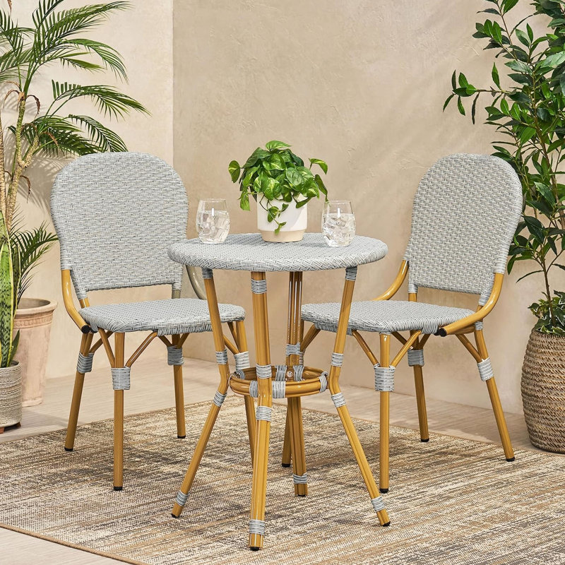 Table et chaise de patio French Bistro: aluminium et gris avec motif rouille
