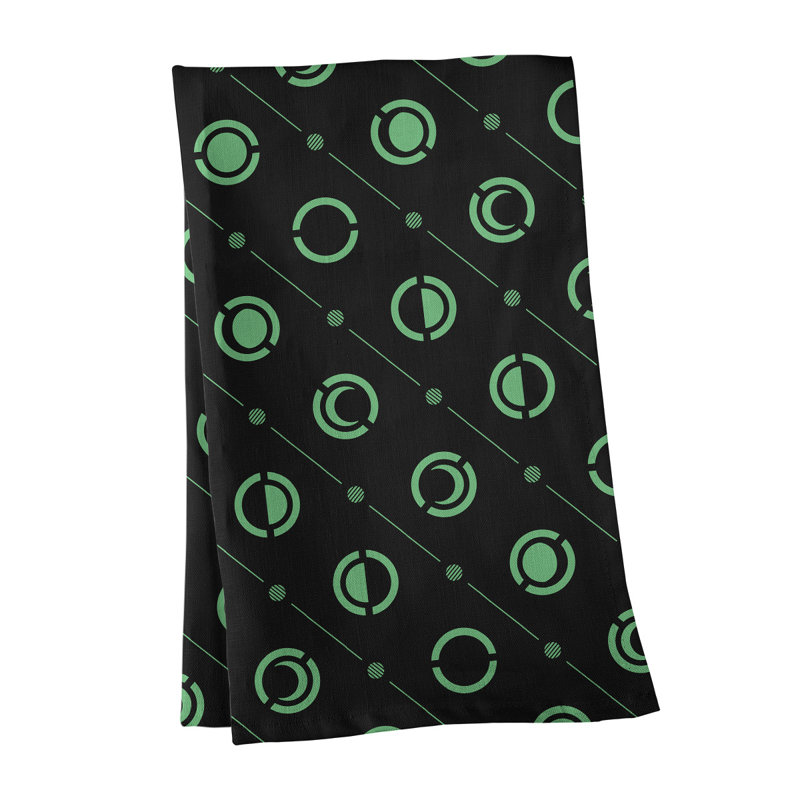 Torchon Moon phases, Noir / vert forêt, Polyester sergé